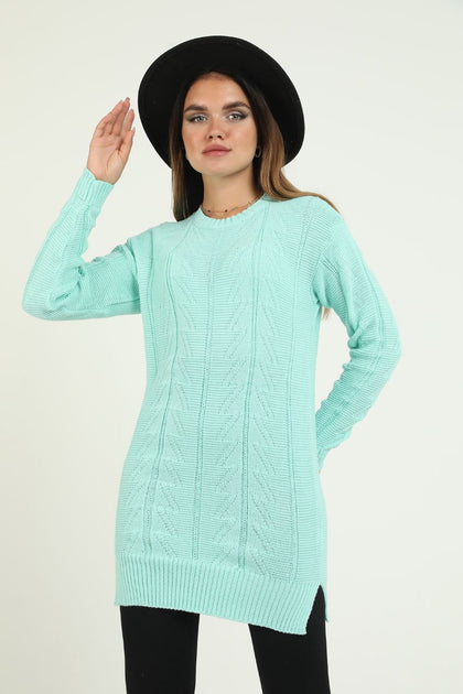 Women's Pattern Detail Long Sweater by Memnu - MEWS289