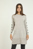 Women's Button and Pocket Detail Long Sweater by Memnu - MEWS300