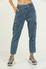 Womens Premium Denim Cargo Pocket Boyfriend Jeans - WSSJN9