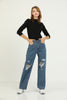 Womens Premium Distressed Denim Wide Leg Jeans - WSSJN17