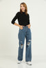 Womens Premium Distressed Denim Wide Leg Jeans - WSSJN17