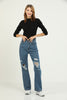 Womens Premium Distressed Denim Wide Leg Jeans - WSSJN17