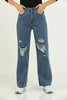 Womens Premium Distressed Denim Wide Leg Jeans - WSSJN17