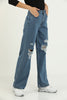 Womens Premium Distressed Denim Wide Leg Jeans - WSSJN17