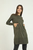 Women's Button and Pocket Detail Long Sweater by Memnu - MEWS306