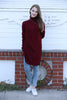 Women's High Neck Detail Long Sweater by Memnu - MEWS336