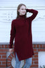 Women's High Neck Detail Long Sweater by Memnu - MEWS336