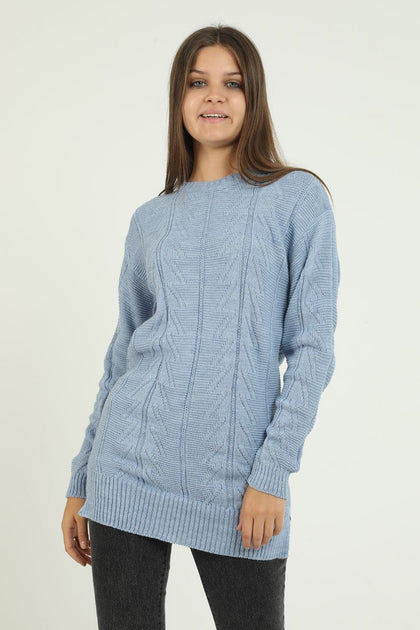 Women's Pattern Detail Long Sweater by Memnu - MEWS337