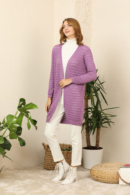 Women's Knitted Cardigan Pattern Detail by Memnu - MEWS353