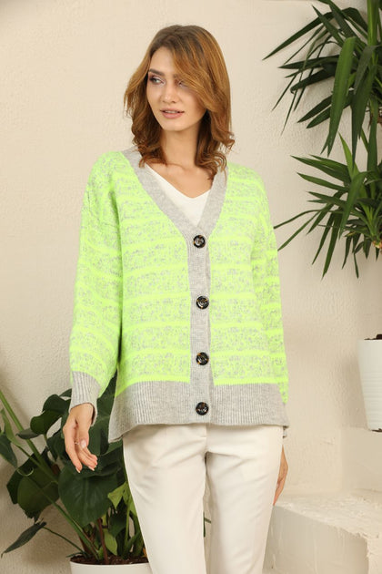 Women's Knitted Cardigan Button Detail by Memnu - MEWS359