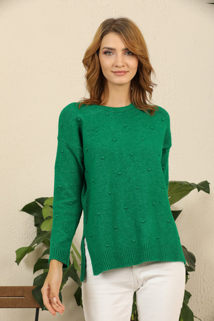 Women's Textured Detail Sweater by Memnu - MEWS396