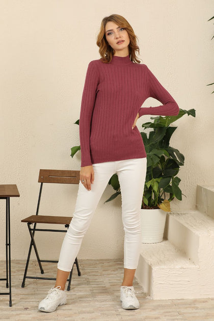 Women's Textured Detail Sweater by Memnu - MEWS392