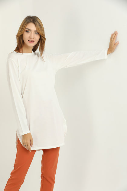 Women's Long Round Hem Top - WST42