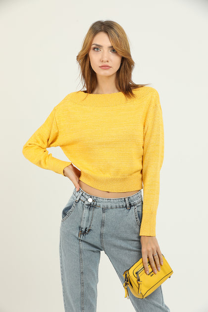 Women's Textured Detail Sweater by Memnu - MEWS393