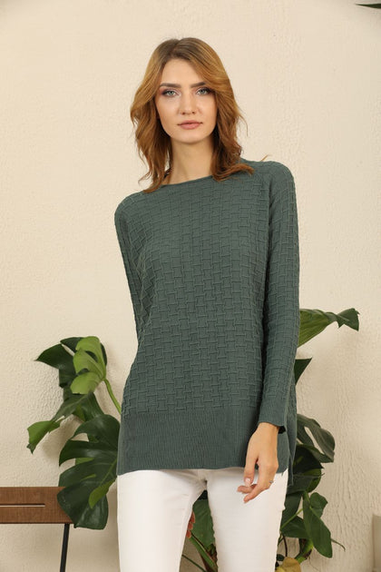 Women's Textured Detail Sweater by Memnu - MEWS400