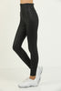 Women's PU Leather Zip Detail Leggings - WAL76