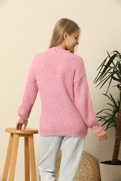 Women's Knitted Cardigan Button Detail by Memnu - MEWS406