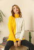 Women's Cable Knit Detail Color Block Long Sweater by Memnu - MEWS425