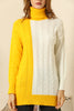 Women's Cable Knit Detail Color Block Long Sweater by Memnu - MEWS425