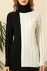 Women's Cable Knit Detail Color Block Long Sweater by Memnu - MEWS423