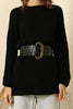 Women's Round Neck Long Sweater by Memnu - MEWS419