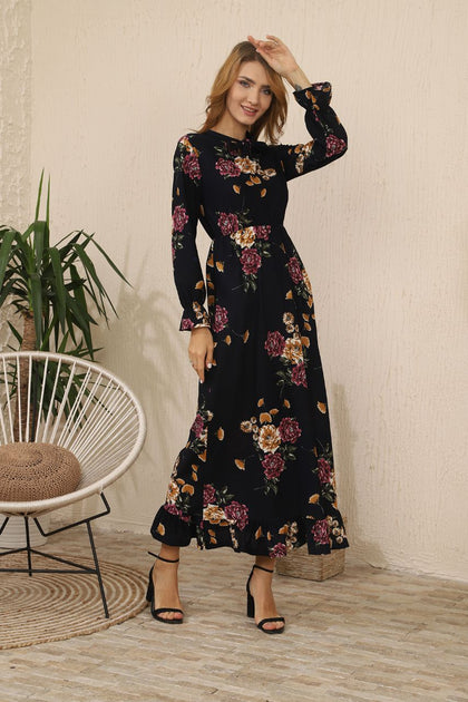 Women's Floral Printed Maxi Dress - MWMSD59