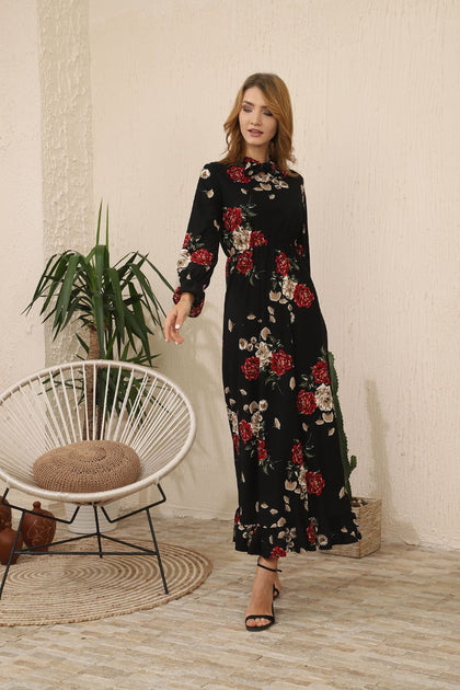 Women's Floral Printed Maxi Dress - MWMSD58