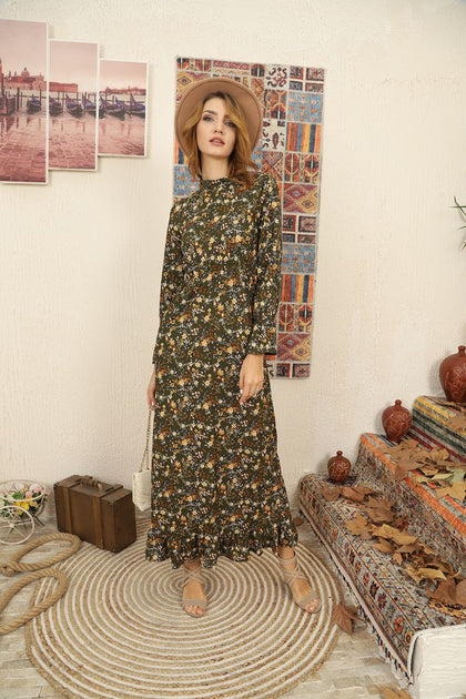 Women's Floral Printed Maxi Dress - MWMSD76