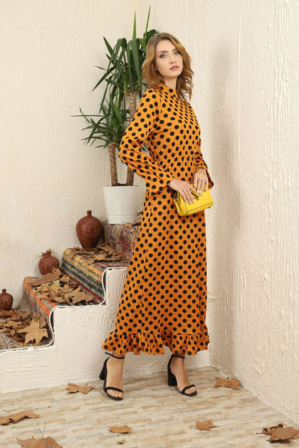 Women's Polka Dot Printed Maxi Dress - MWMSD88