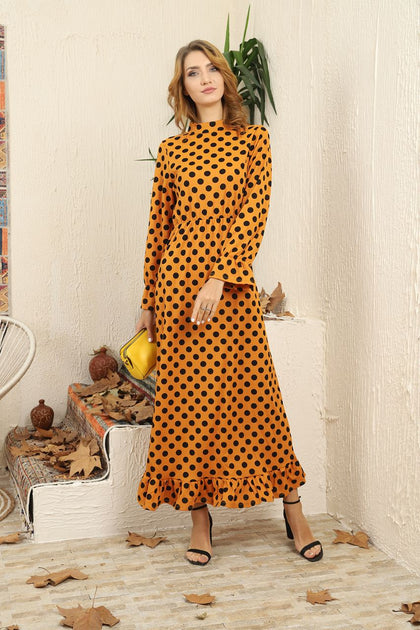 Women's Polka Dot Printed Maxi Dress - MWMSD88