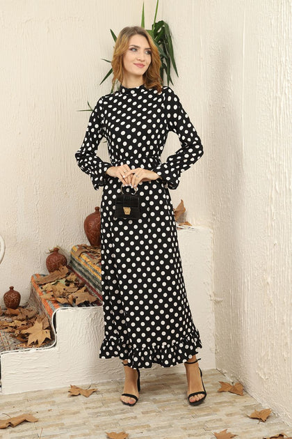 Women's Polka Dot Printed Maxi Dress - MWMSD87