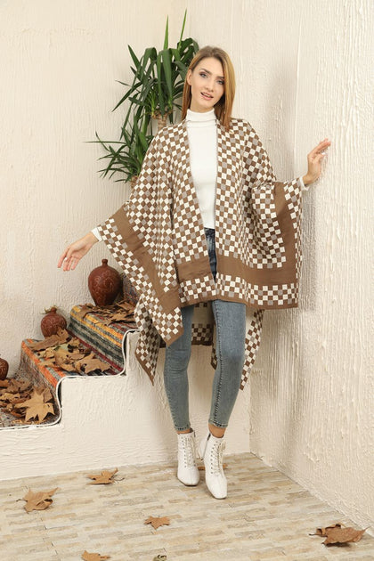 Womens Knitted Double Sided Poncho Coat WTWCC16