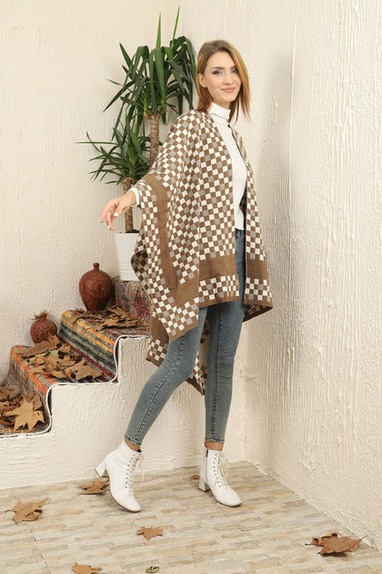 Womens Knitted Double Sided Poncho Coat WTWCC16