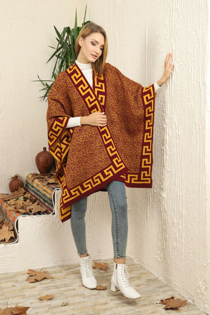 Womens Knitted Double Sided Poncho Coat WTWCC14