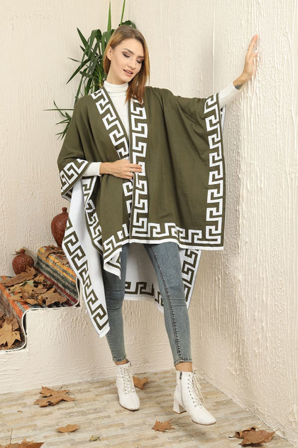 Womens Knitted Double Sided Poncho Coat WTWCC15