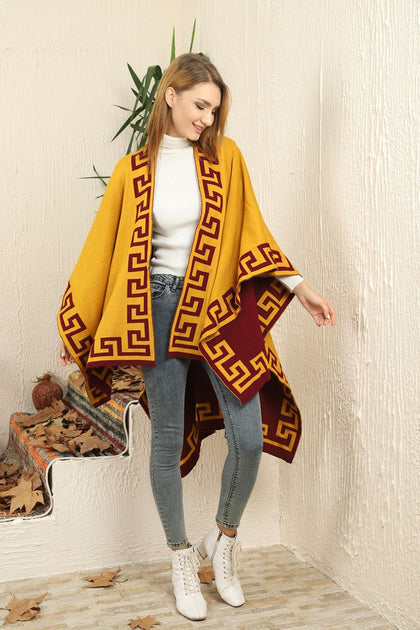 Womens Knitted Double Sided Poncho Coat WTWCC13