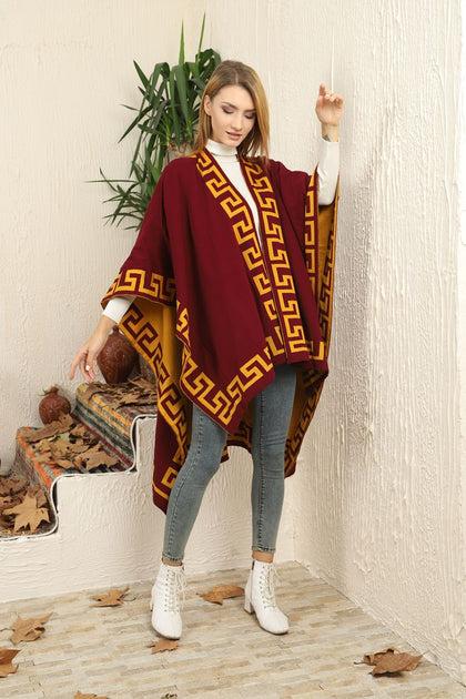 Womens Knitted Double Sided Poncho Coat WTWCC13