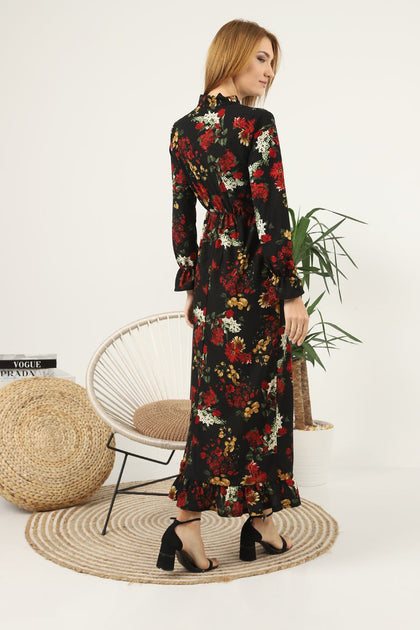 Women's Floral Printed Detail Maxi Dress - MWMSD97