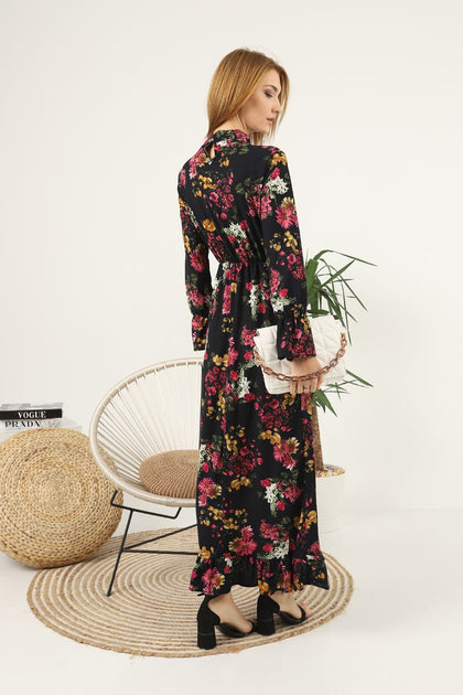 Women's Floral Printed Detail Maxi Dress - MWMSD98