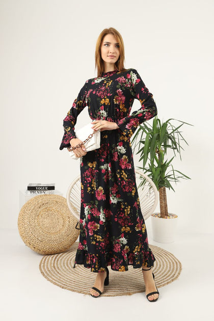 Women's Floral Printed Detail Maxi Dress - MWMSD98