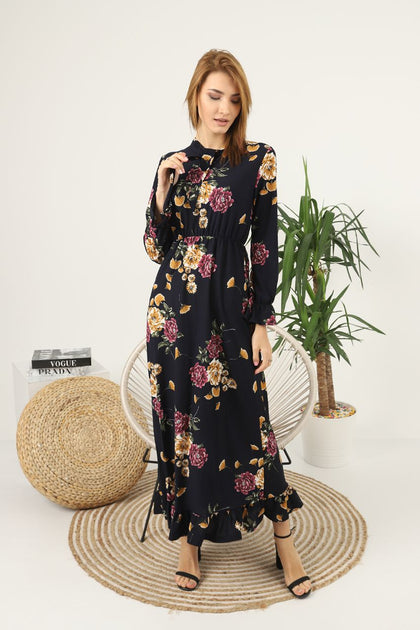 Women's Floral Printed Detail Maxi Dress - MWMSD99