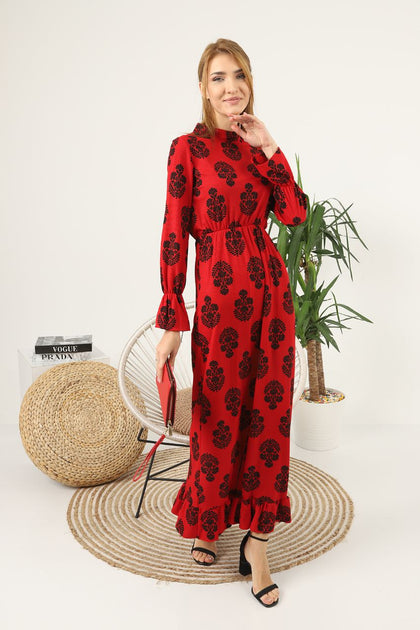 Women's Printed Detail Maxi Dress - MWMSD105