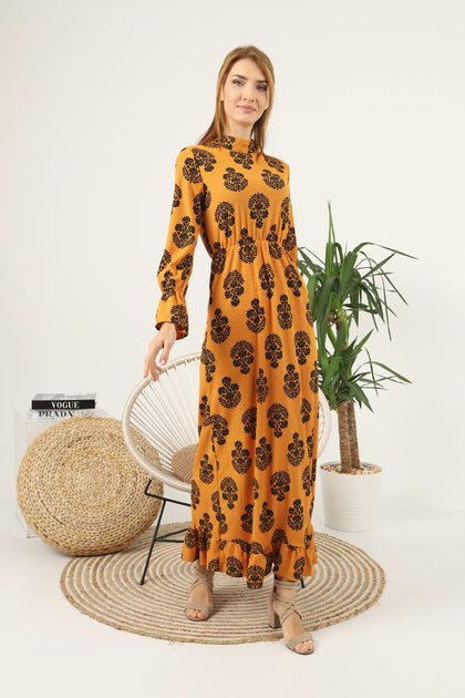 Women's Printed Detail Maxi Dress - MWMSD108