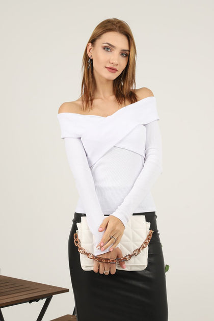 Women's Overlap Knit Detail Top - WST54