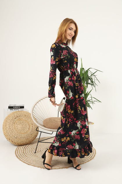 Women's Floral Printed Detail Maxi Dress - MWMSD117