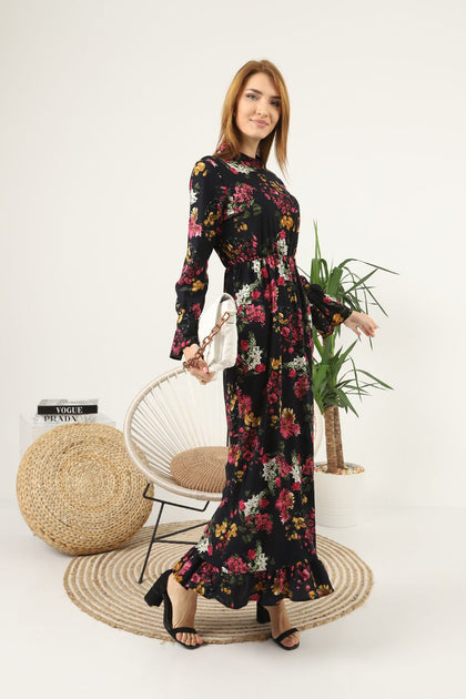 Women's Floral Printed Detail Maxi Dress - MWMSD117