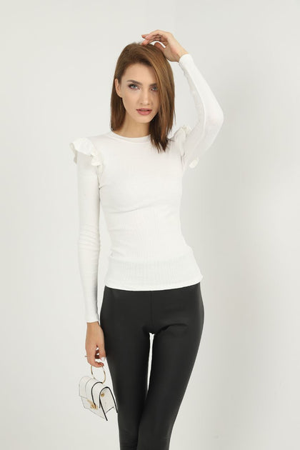 Women's Statement Sleeve Knit Detail Top - WST62