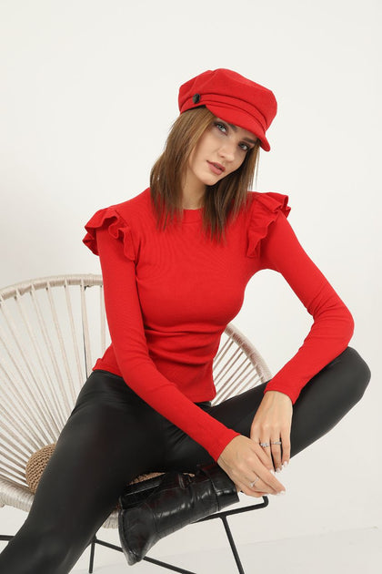 Women's Statement Sleeve Knit Detail Top - WST61