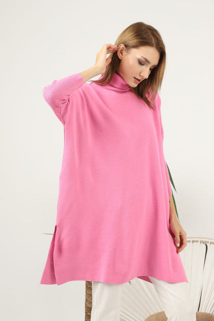 Women's High Neck Oversized Sweater by Memnu - MEWS498