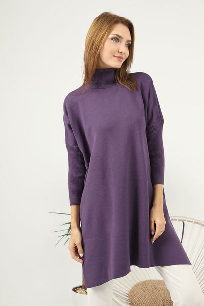 Women's High Neck Oversized Sweater by Memnu - MEWS496